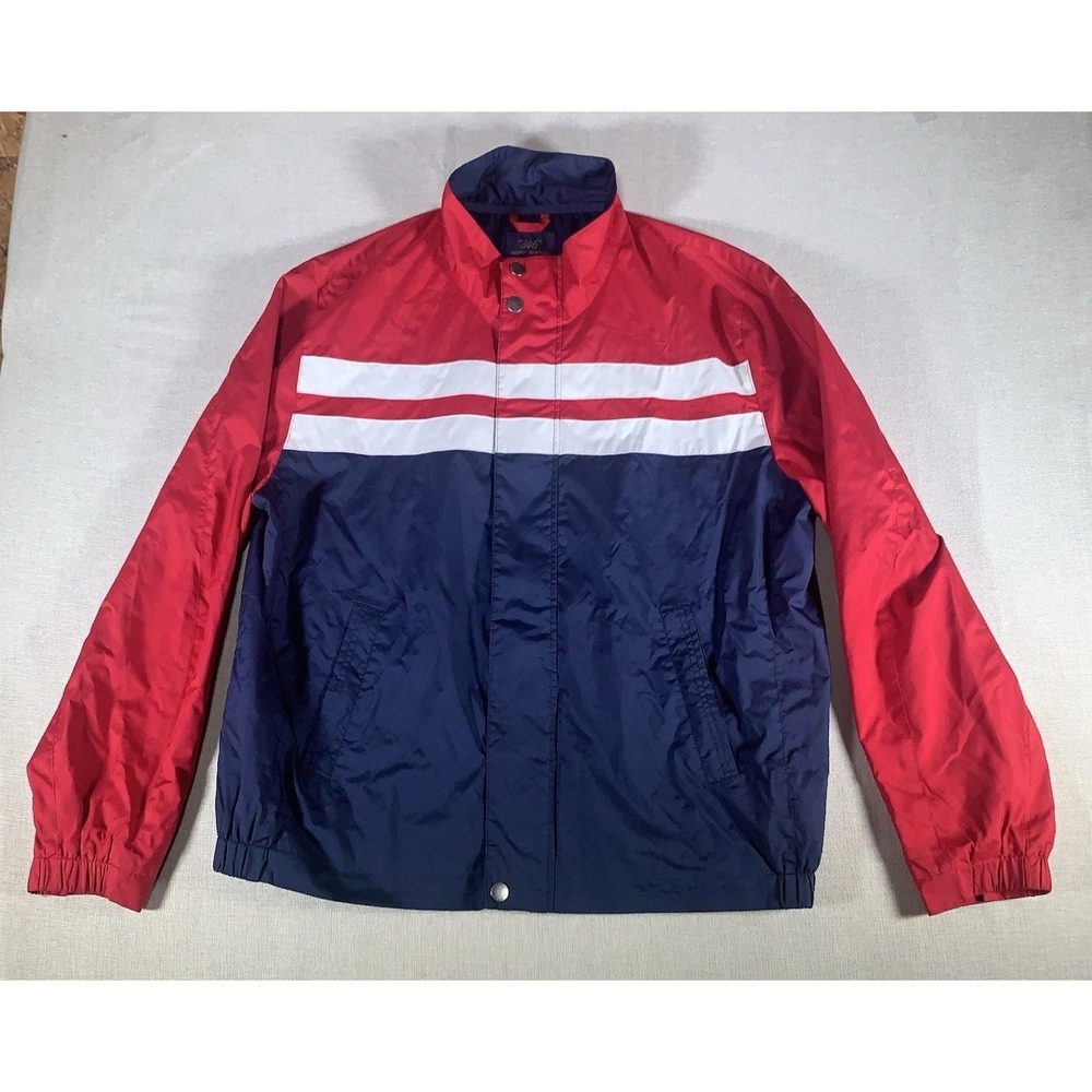 Brooks Brothers 346 Men's Red White Blue Rain Jacket Bomber Jacket - 2XL